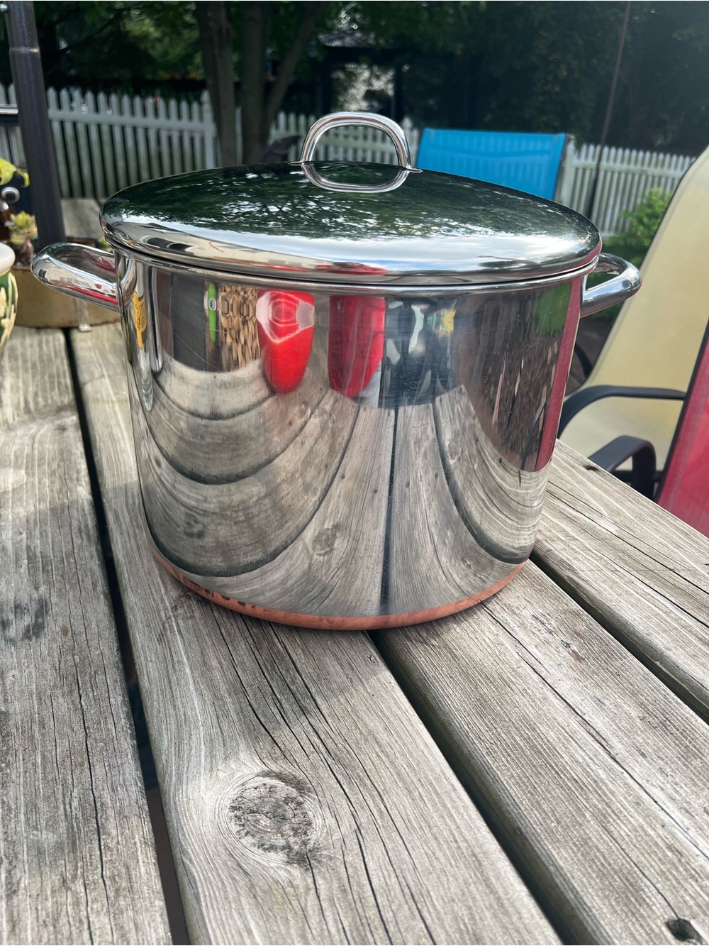 Revere Ware Stainless Steel Copper Bottom Stock Pot with Lid - 16 quart